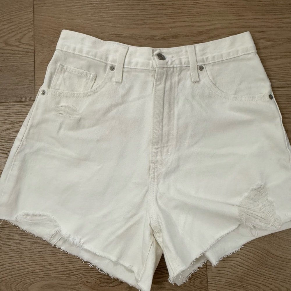 Levi's High Waist White Denim Shorts